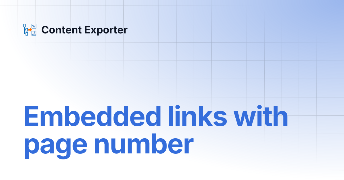 Embedded links with page number | Content Exporter